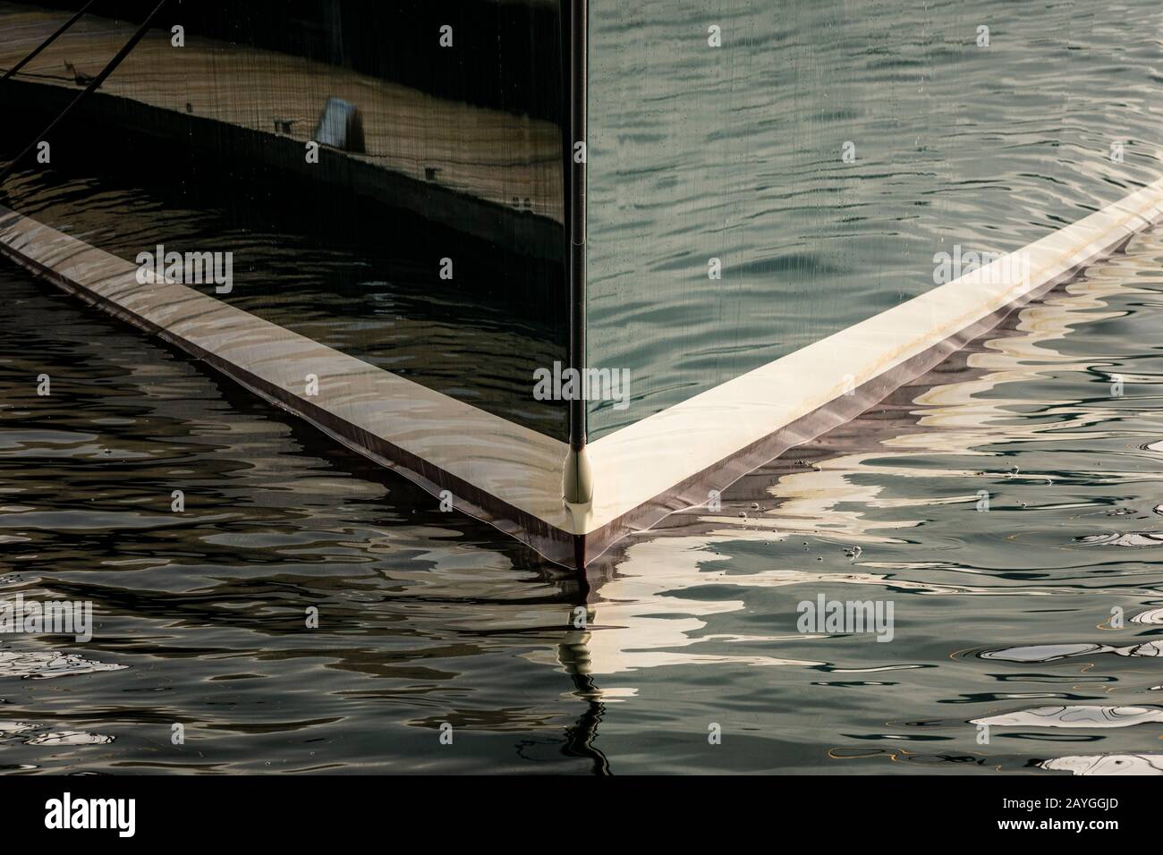 Reflections on the mirror surface on the hull of the large greenhulled