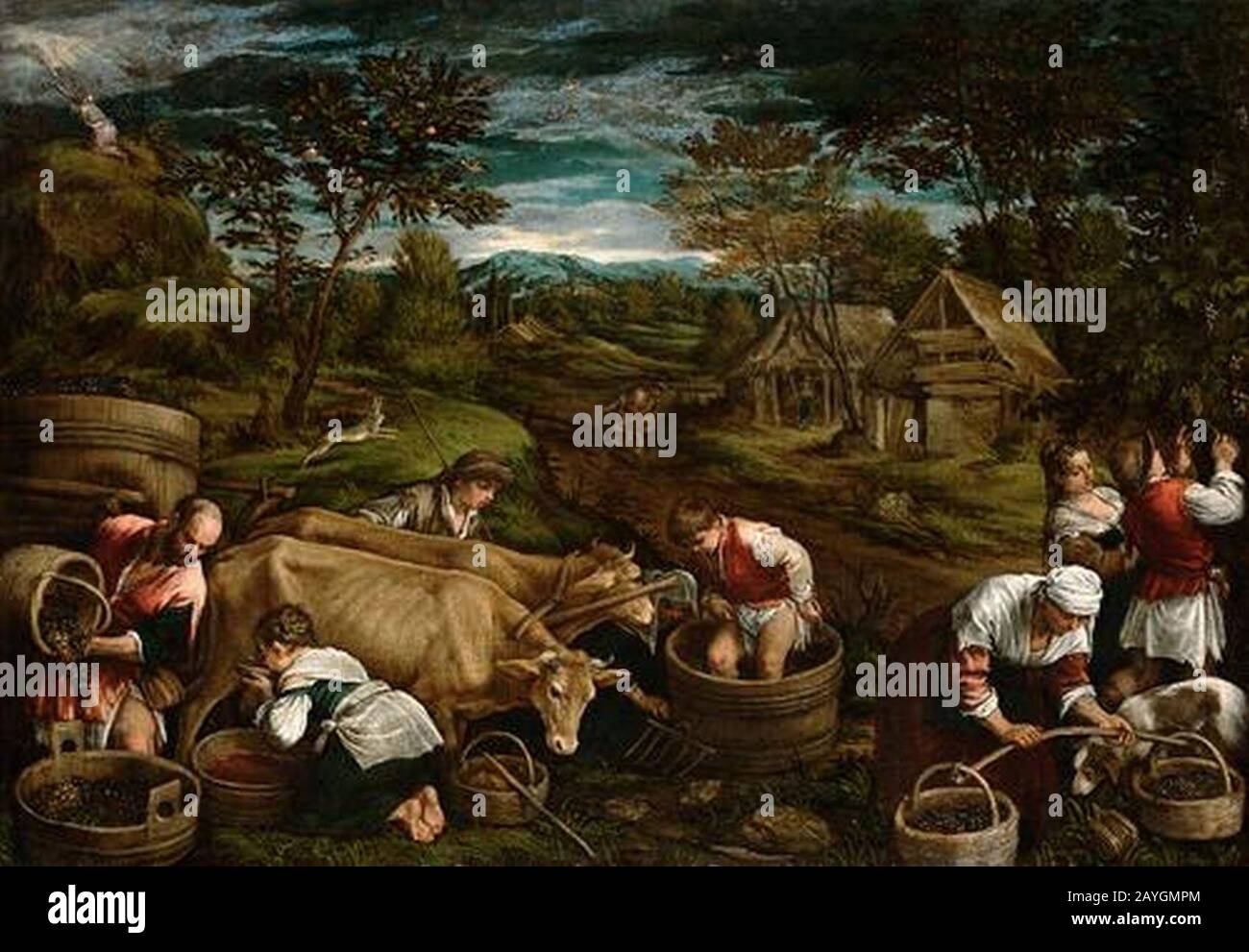 Francesco Bassano - Autumn with Moses receiving the 10 Commandments GG 4304. Stock Photo