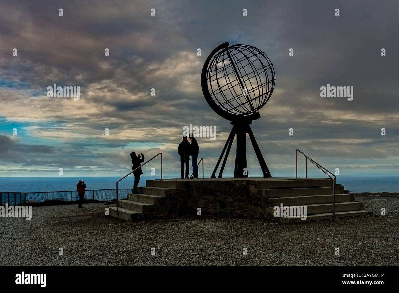 afternoon at Globe Monument, North Cape. Norway Stock Photo
