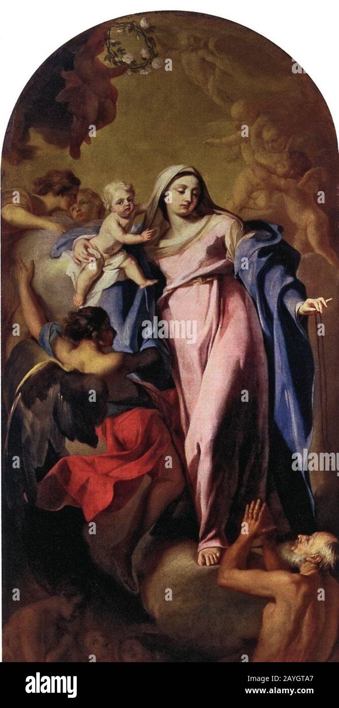 Francesco Pavona- Pala della Madonna del Rosario - 1730. Stock Photo