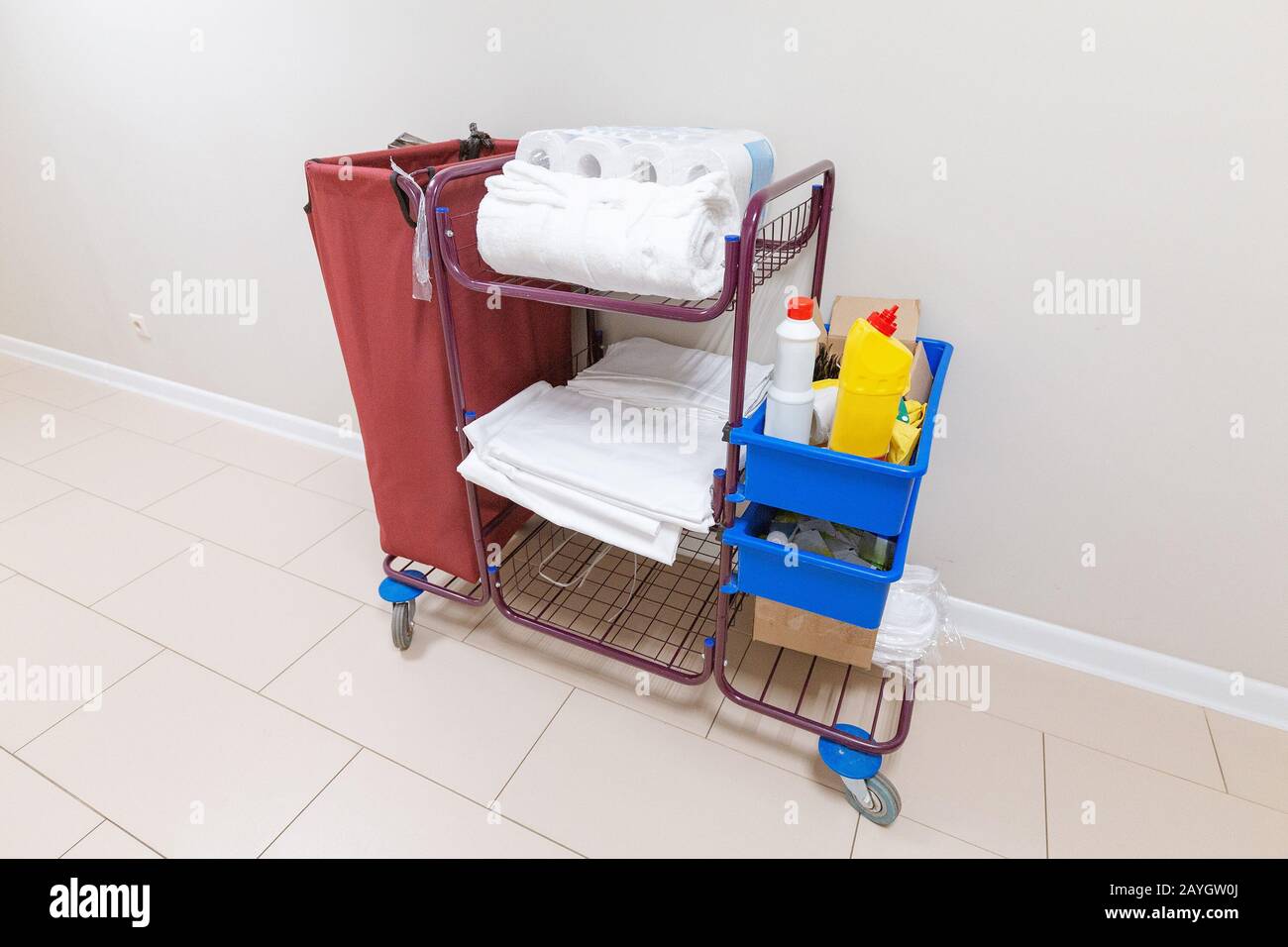 Hotel maid trolley hi-res stock photography and images - Alamy