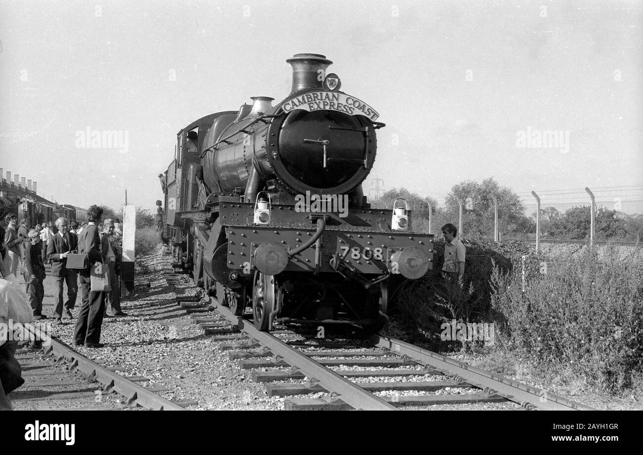 Great Western Railway Steam locomotive 7808 Cookham Manor at Didcot 1969 Cambrian Coast Express Stock Photo