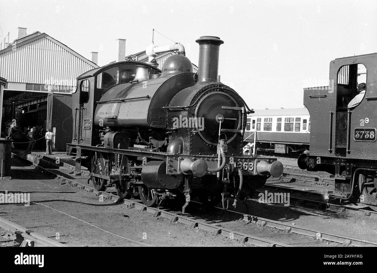 Great Western Railway 1361 Class Steam locomotive at Didcot 1969 Stock Photo