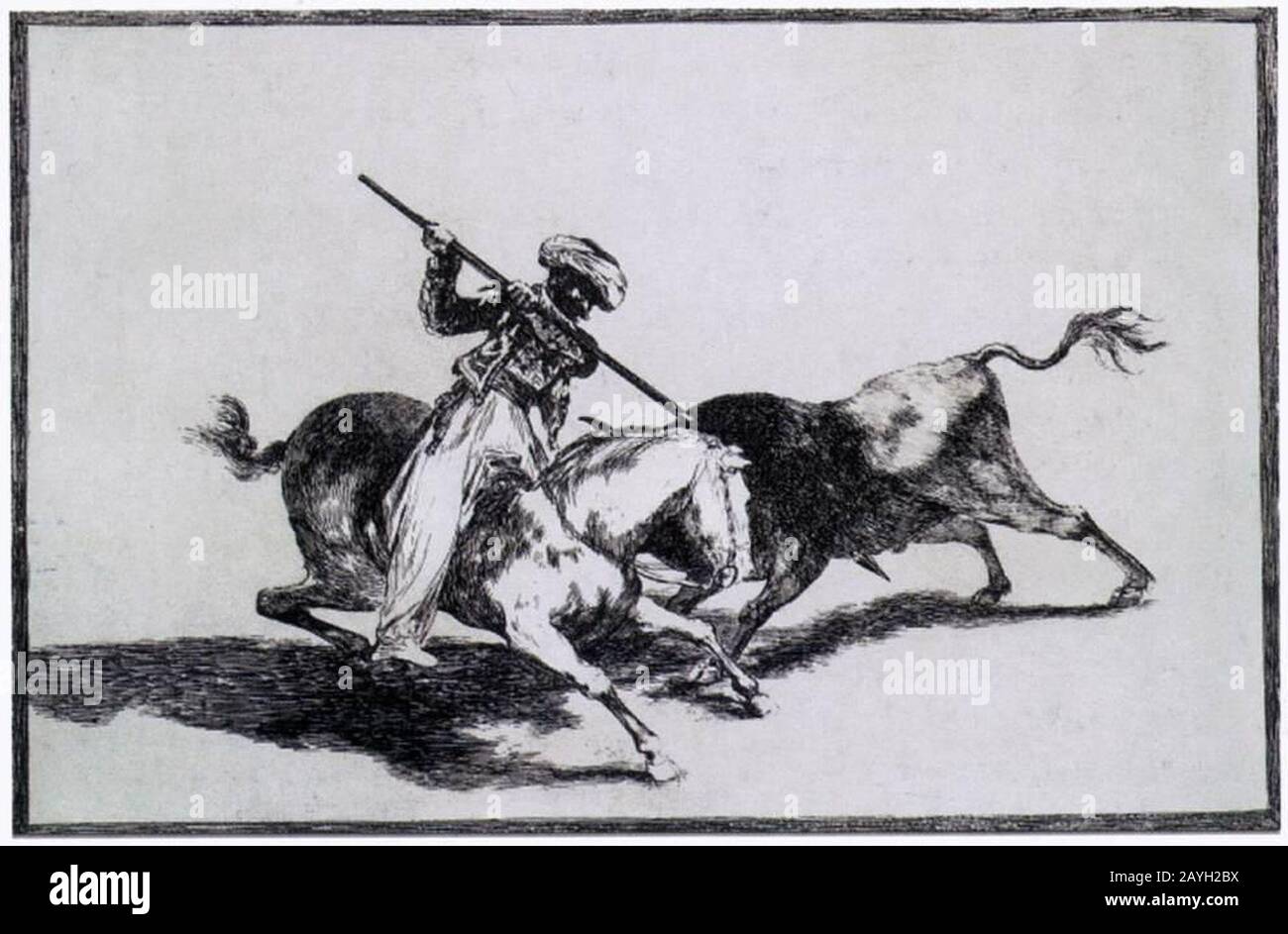 Francisco de Goya y Lucientes - The Morisco Gazul is the First to Fight Bulls with a Lance Stock Photo