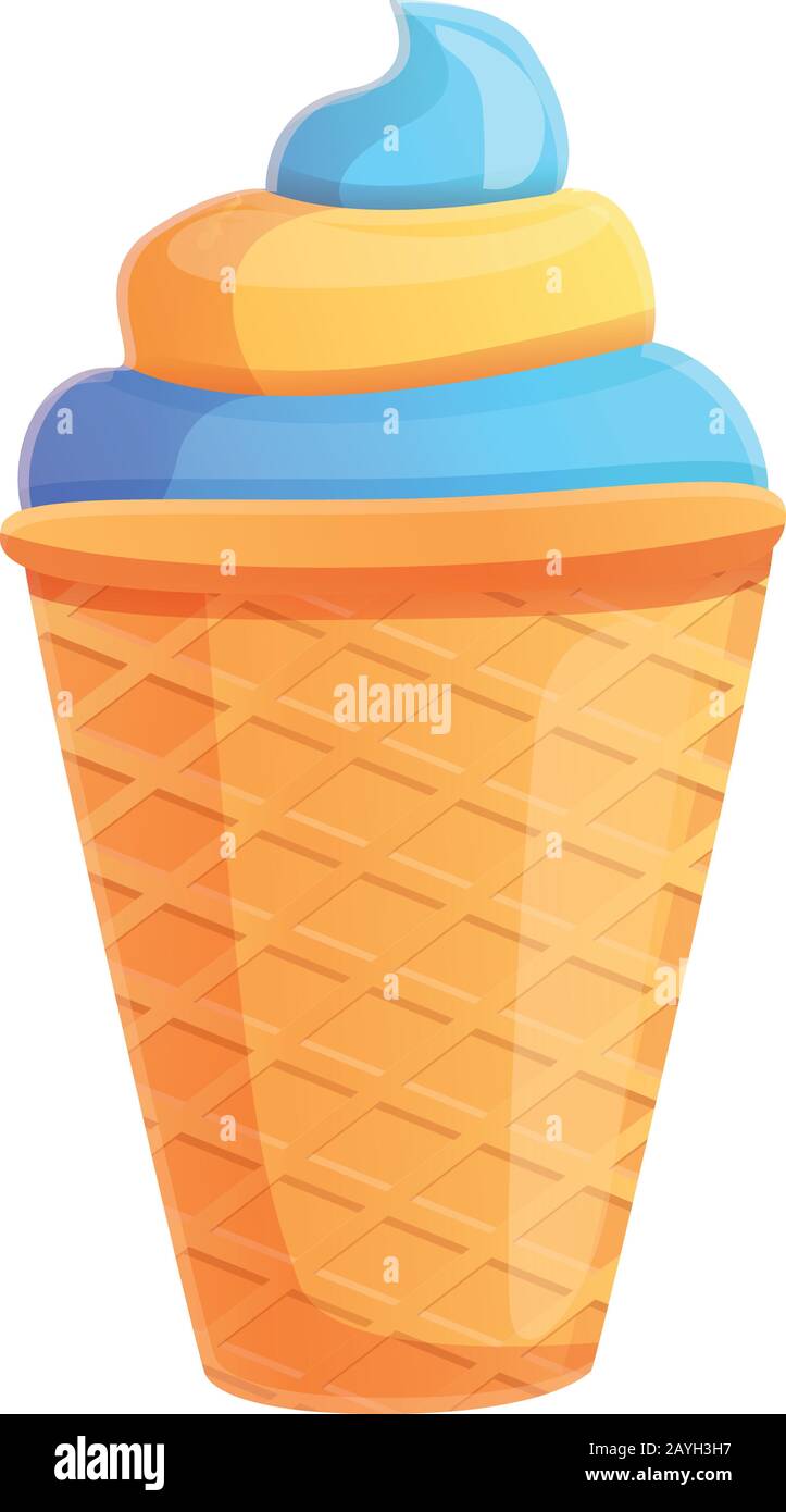Cone blue ice cream icon. Cartoon of cone blue ice cream vector icon