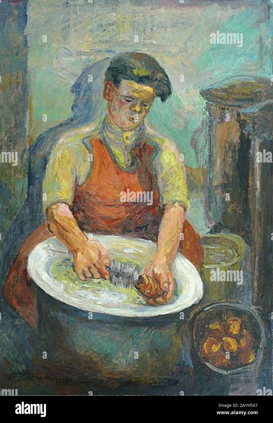 Franciszek Bartoszek - Mężczyzna myjący kubki 1942. Stock Photo