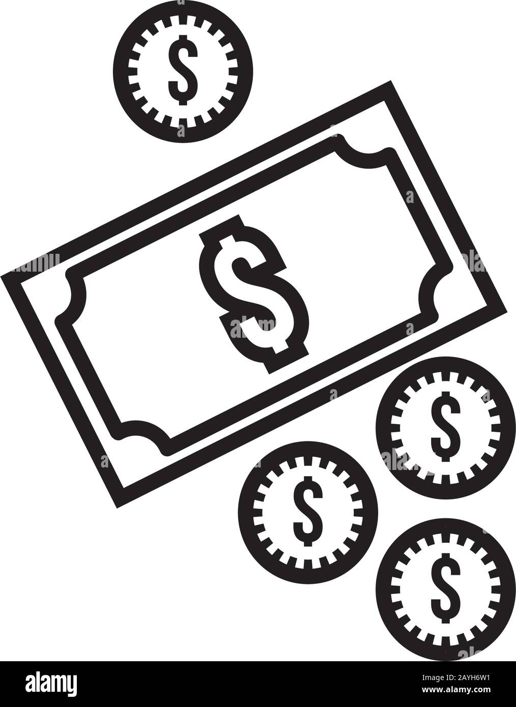 bill and coins money dollars line style Stock Vector Image & Art - Alamy