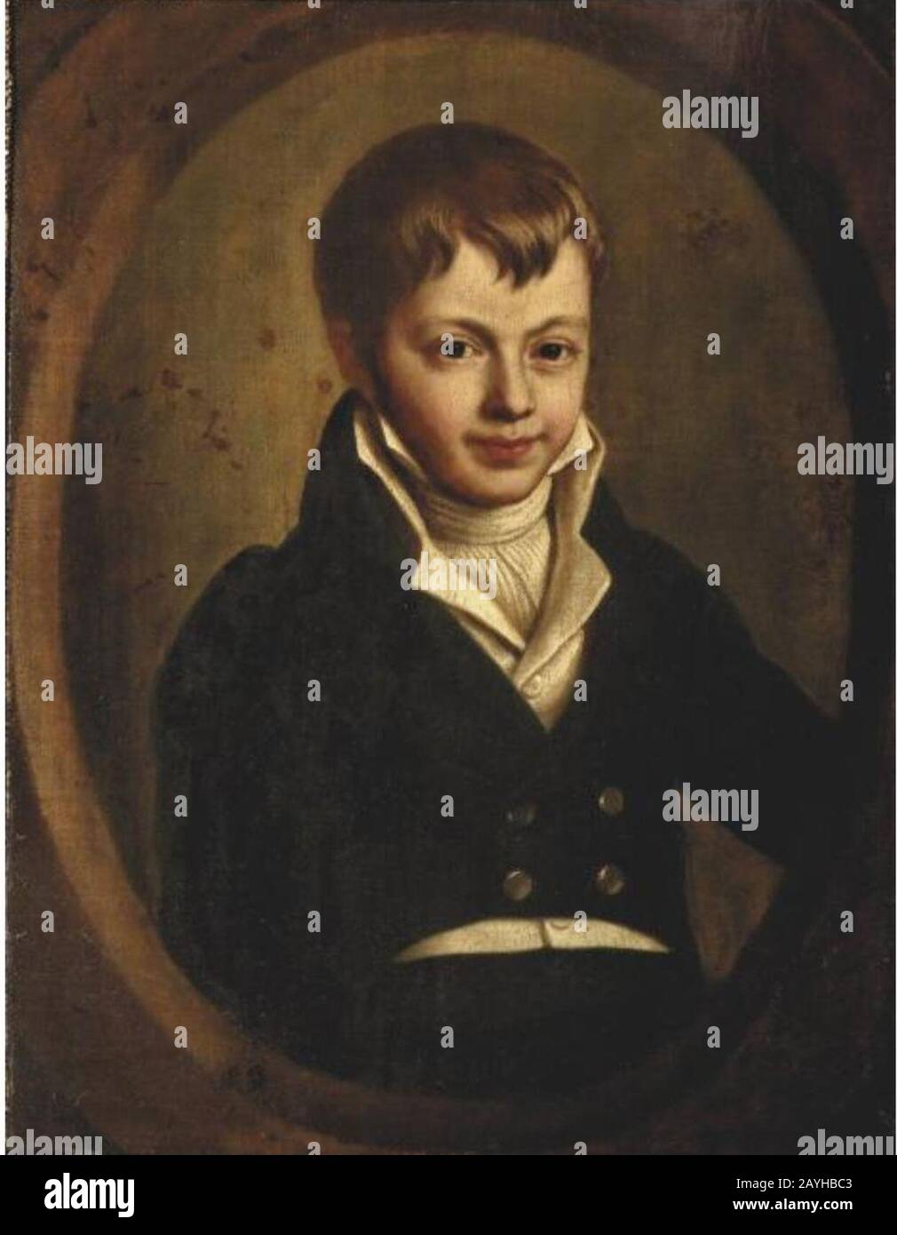 Francois Xavier Joseph Jacquin - Portrait of a boy. Stock Photo