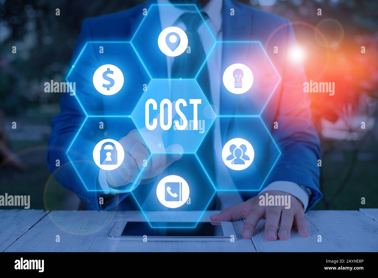 Text sign showing Cost. Business photo showcasing The amount that usualy paid for a item you buy or hiring a demonstrating Stock Photo