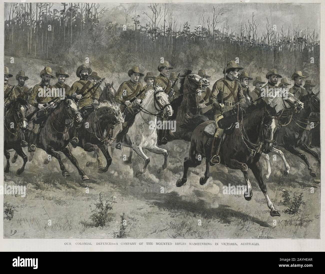 Frank Dadd Company of the Victorian Mounted Rifles on manoeuvres in