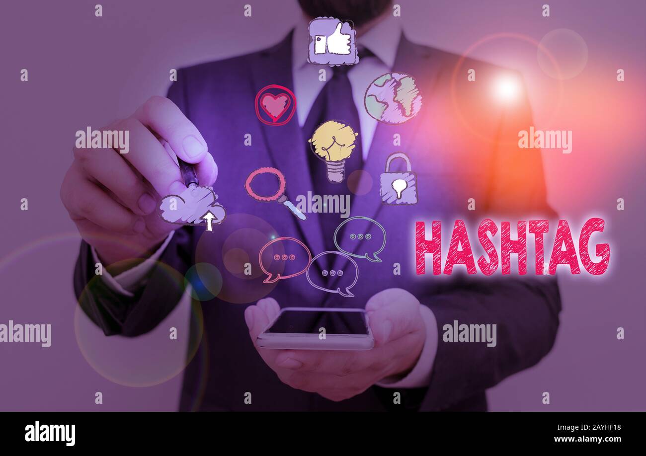 Handwriting text writing Hashtag. Conceptual photo a word or phrase ...