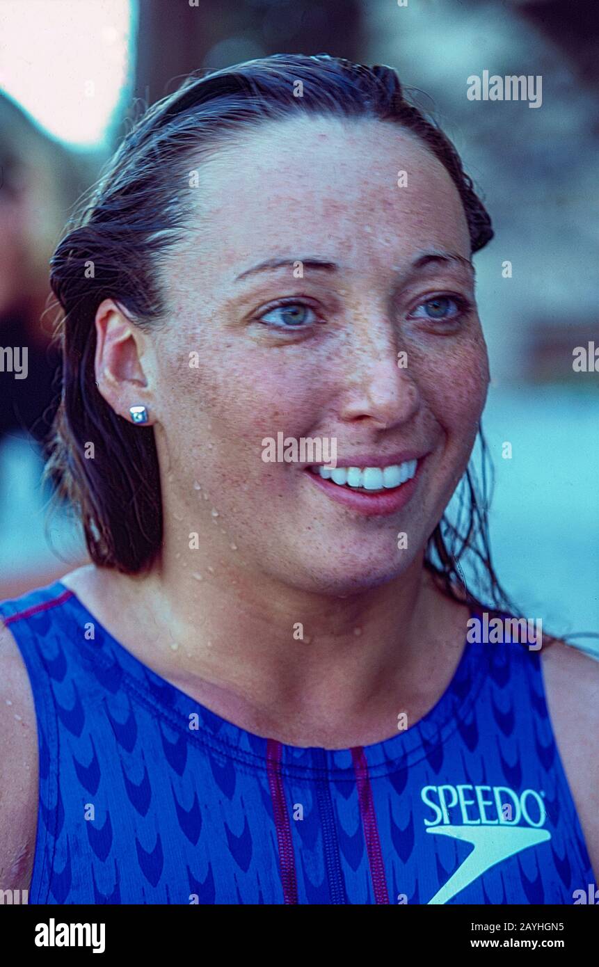 Amy Van Dyken (USA) competing at the 2000 Santa Clara Invitational Stock Photo