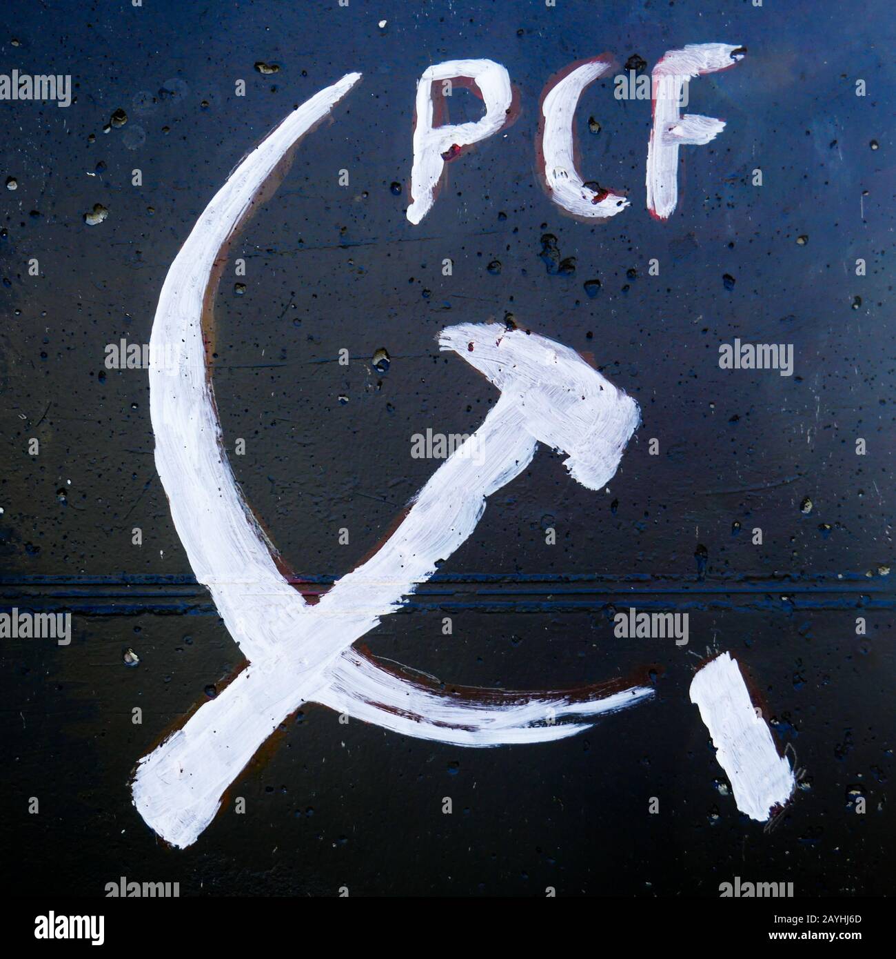PCF, French Communist Party, sign, Bron, France Stock Photo