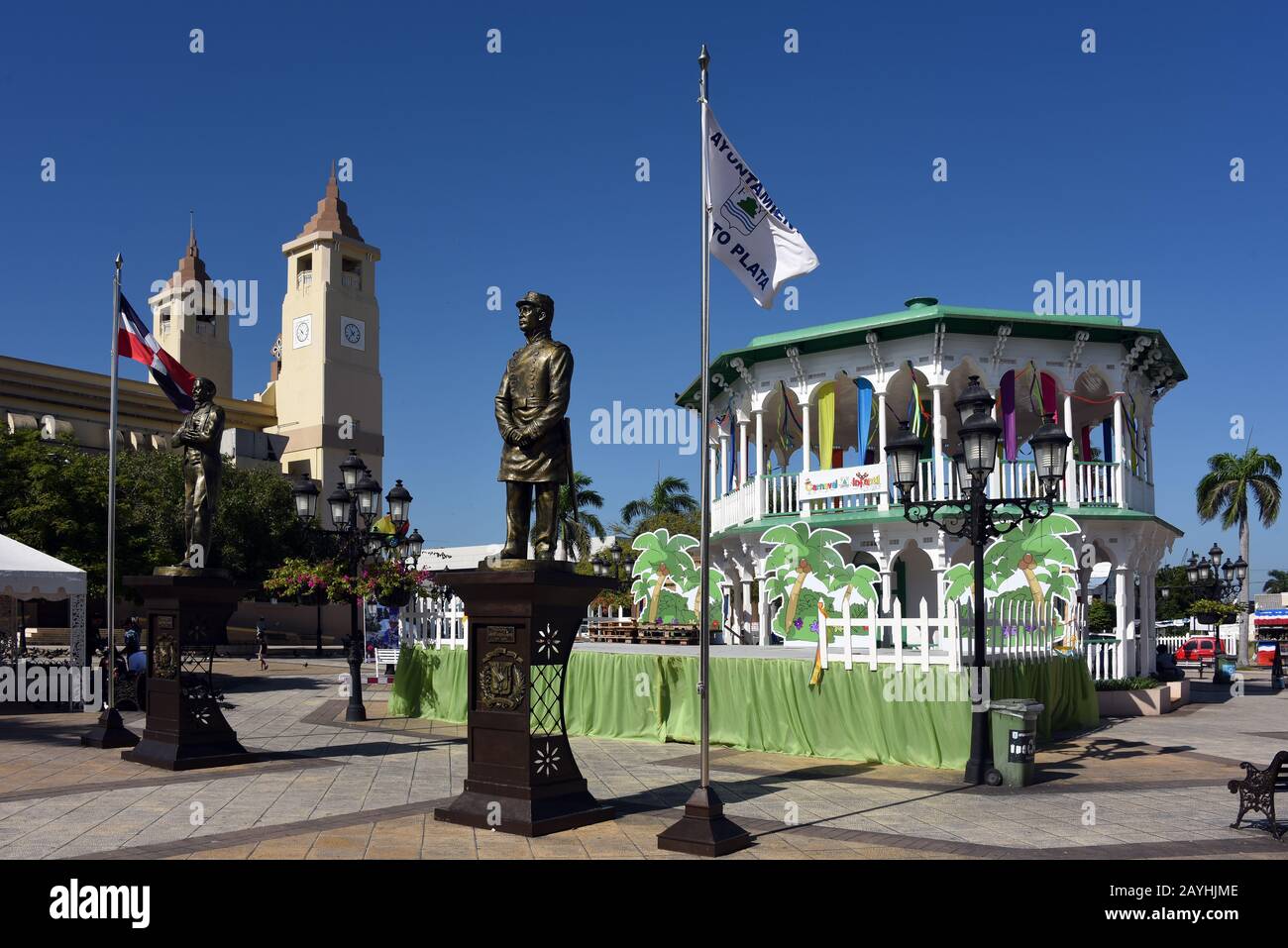 Puerto Plata, Dominican Republic - February 7, 2020:  The Central Park in Puerto Plata is an important tourist attraction in a country that relies hea Stock Photo