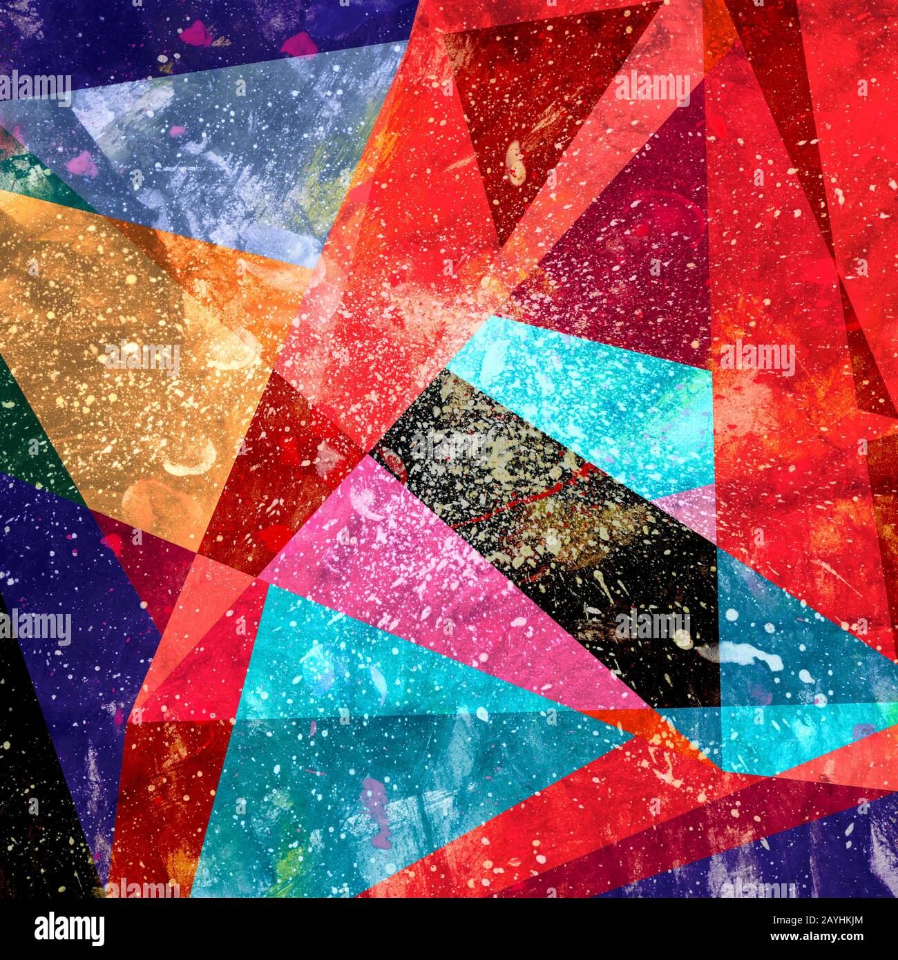 Watercolor abstract colorful background with geometry elements ...