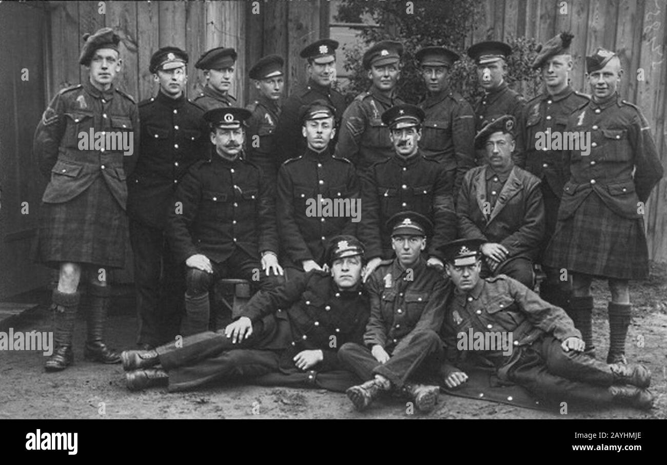Frankfurt an der Oder Kriegsgefangenenlager Britische Soldaten in Uniform Schotten. Stock Photo