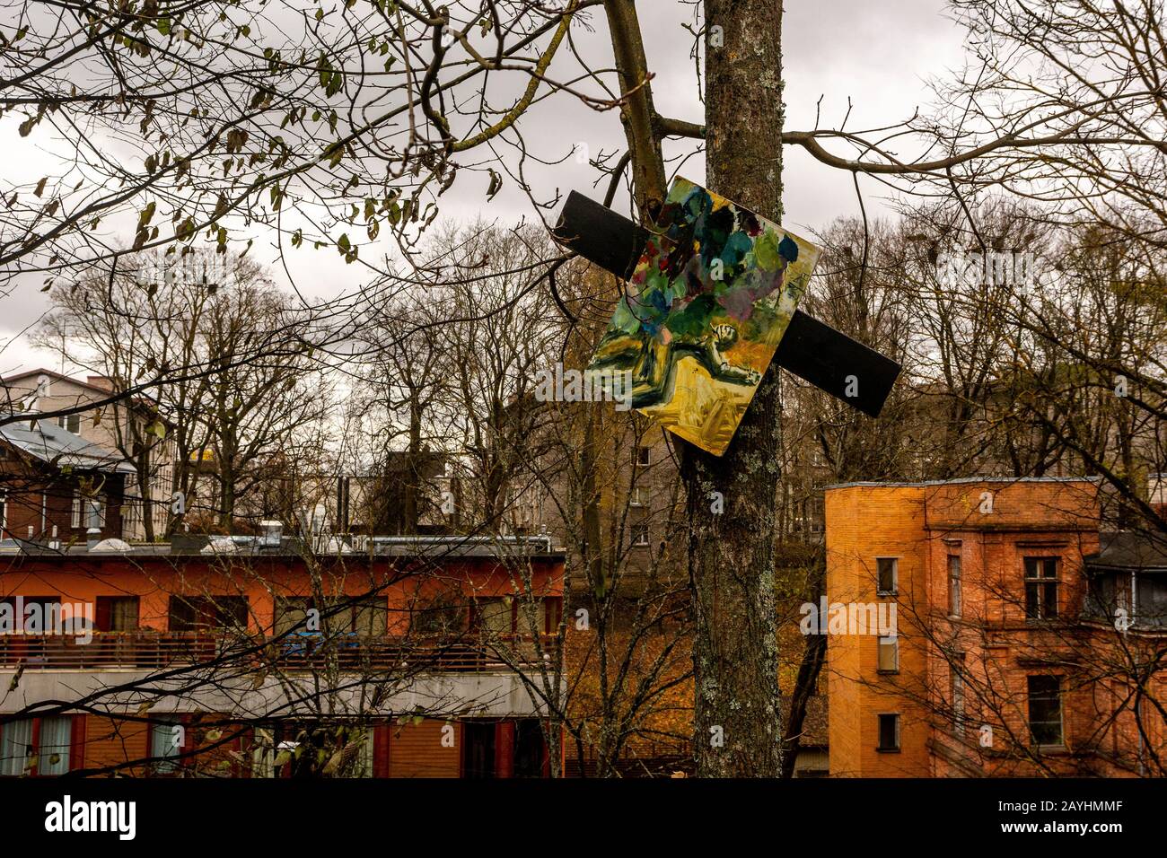 Wood art installation Stock Photo Alamy