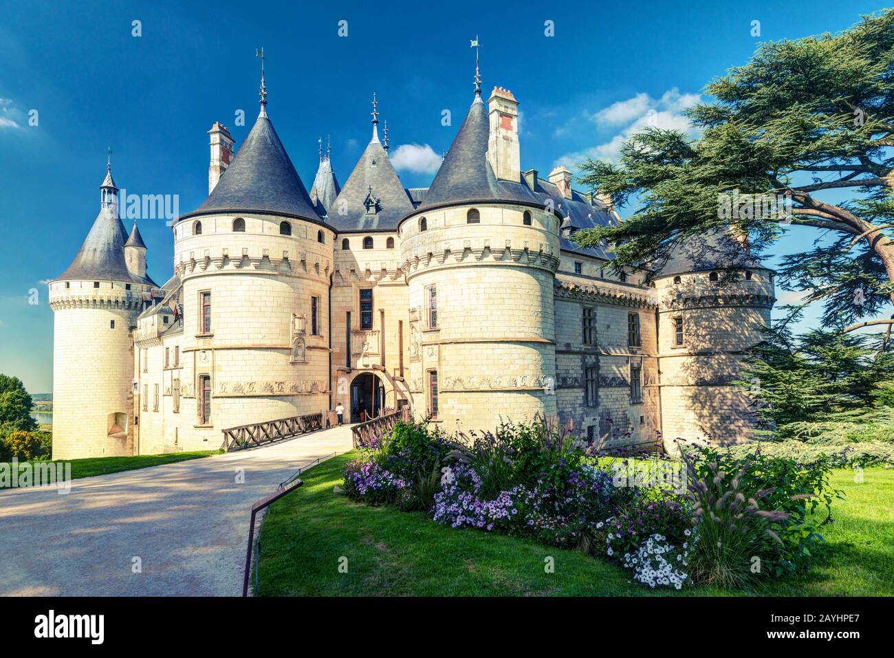 Chateau de Chaumont-sur-Loire, France. This castle is located in the Loire Valley, was founded in the 10th century and was rebuilt in the 15th century Stock Photo
