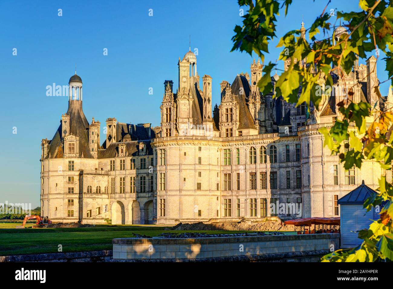 The royal Chateau de Chambord, France. This castle is located in the Loire Valley, was built in the 16th century and is one of the most recognizable c Stock Photo