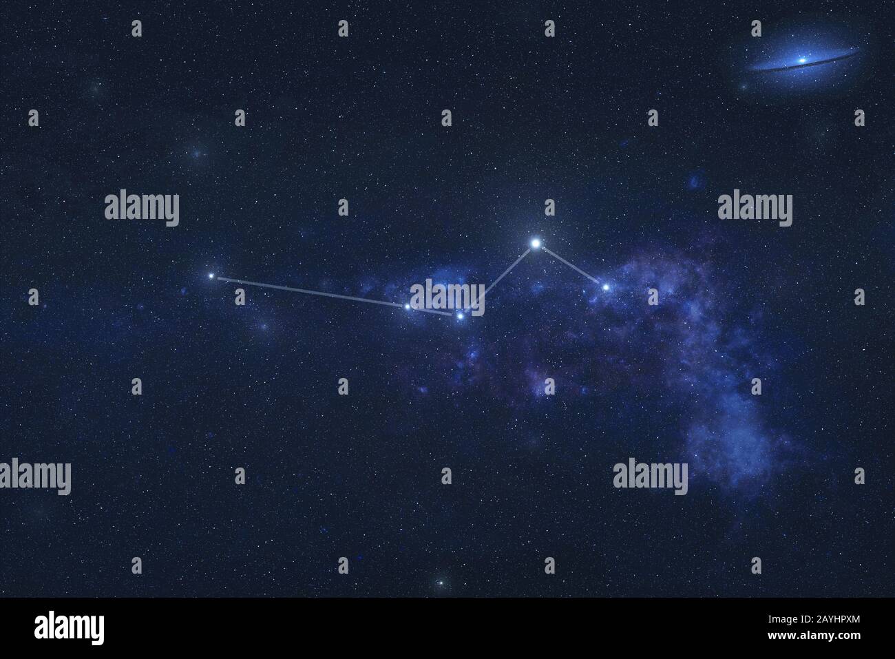 Columba constellation stars in outer space. Pigeon constellation lines. Elements of this image were furnished by NASA  Stock Photo