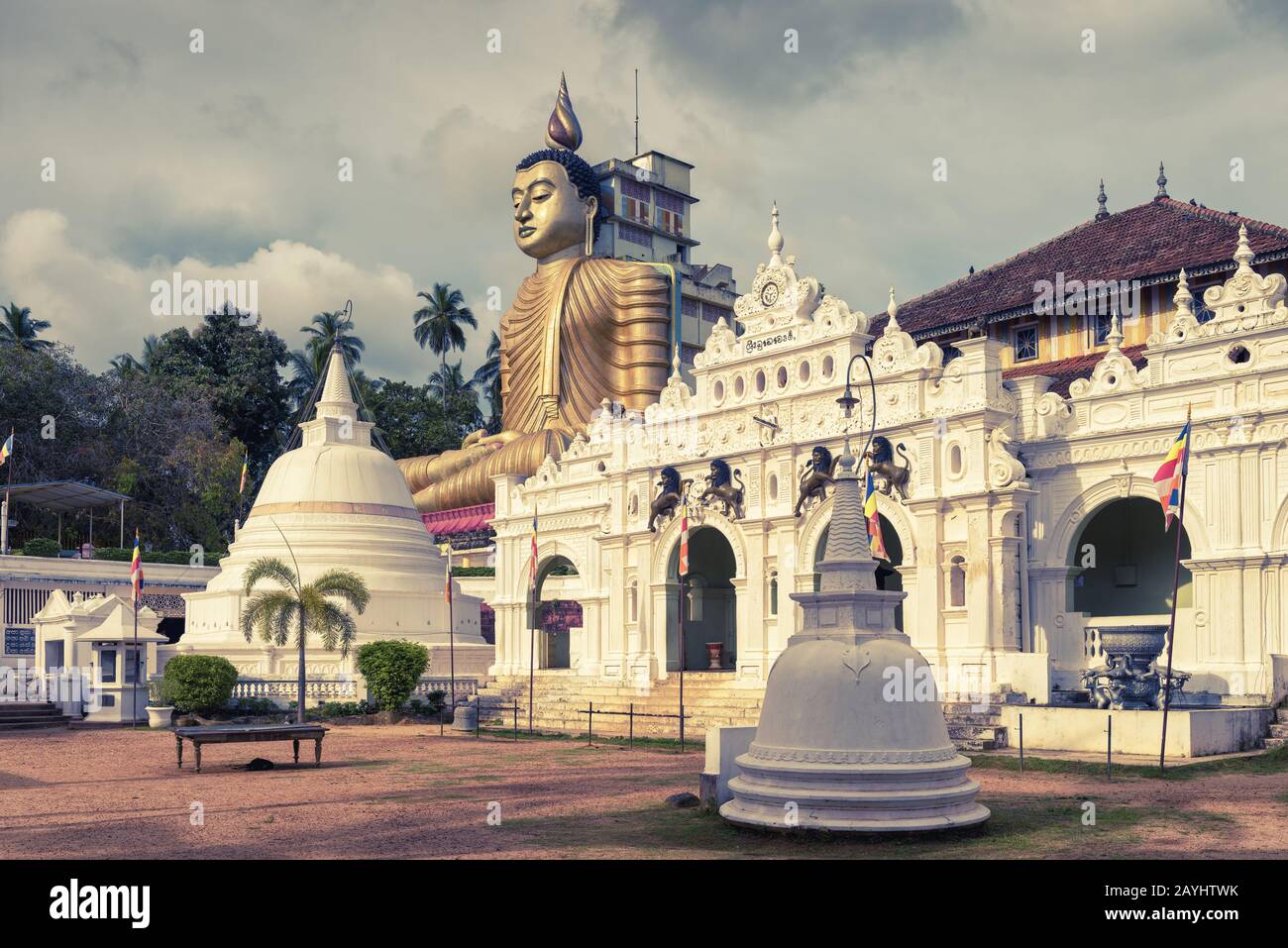 Wewurukannala Vihara is the old Buddhist temple in the town of Dickwella, Sri Lanka. A 50m-high seated Buddha statue is the largest in Sri Lanka. Stock Photo