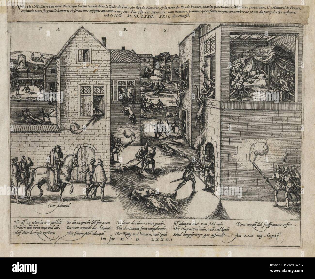 Frans Hogenberg, The St. Bartholomew's Day massacre, circa 1572 n2. Stock Photo