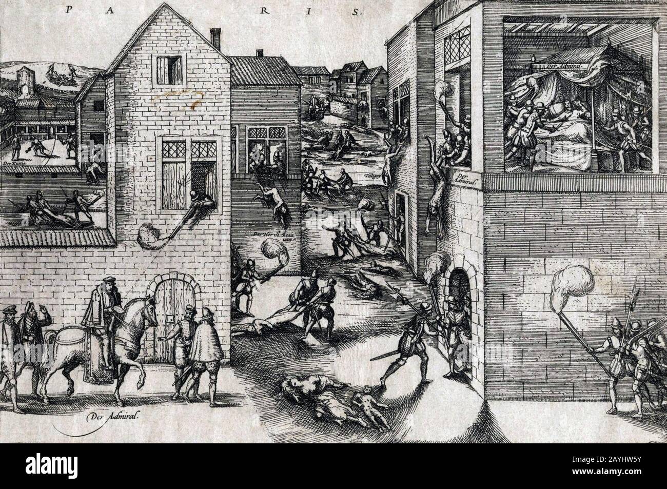Frans Hogenberg, The St. Bartholomew's Day massacre, circa 1572. Stock Photo