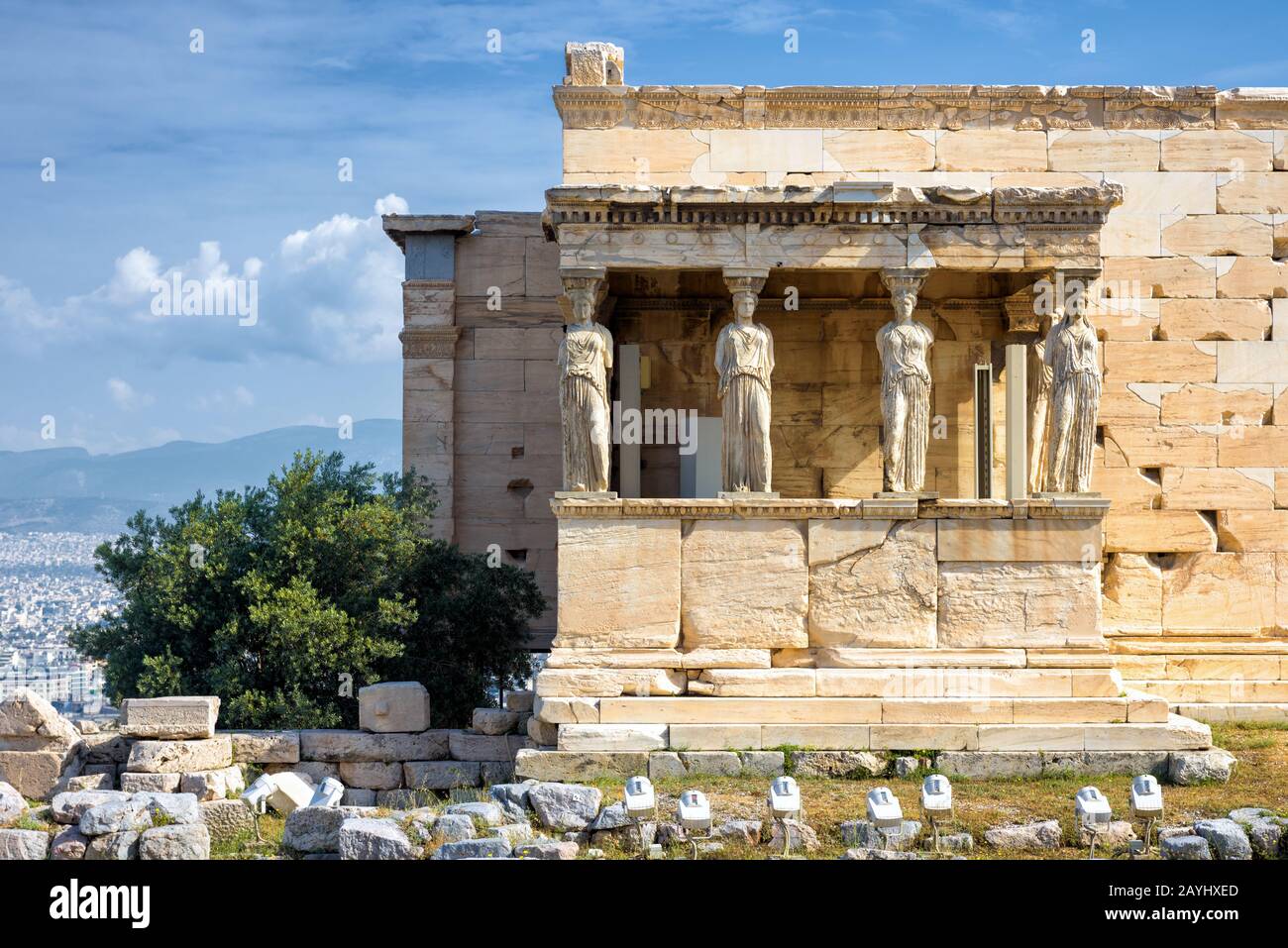 Caryatid Porch of Erechtheion on the Acropolis in Athens, Greece