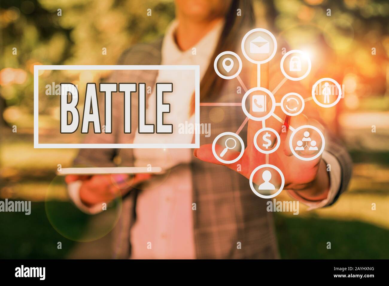 Text sign showing Battle. Business photo showcasing violent fight ...