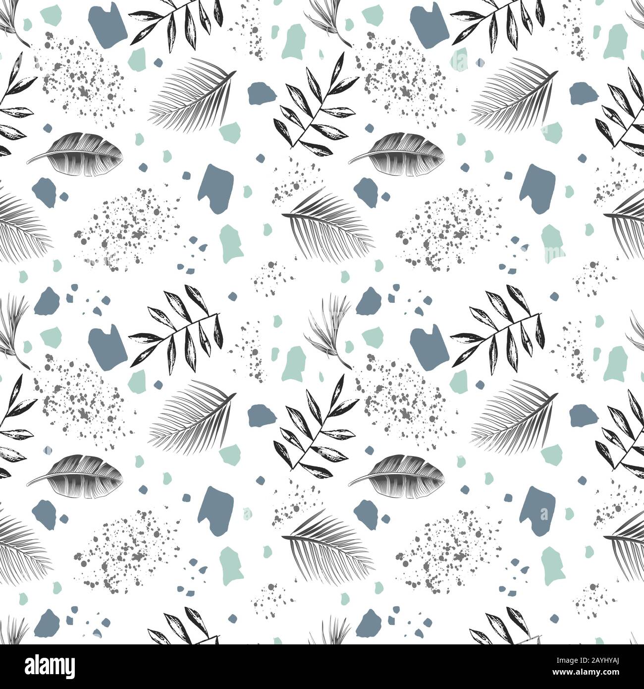 abstract branches and leaves design seamless pattern print Stock Photo