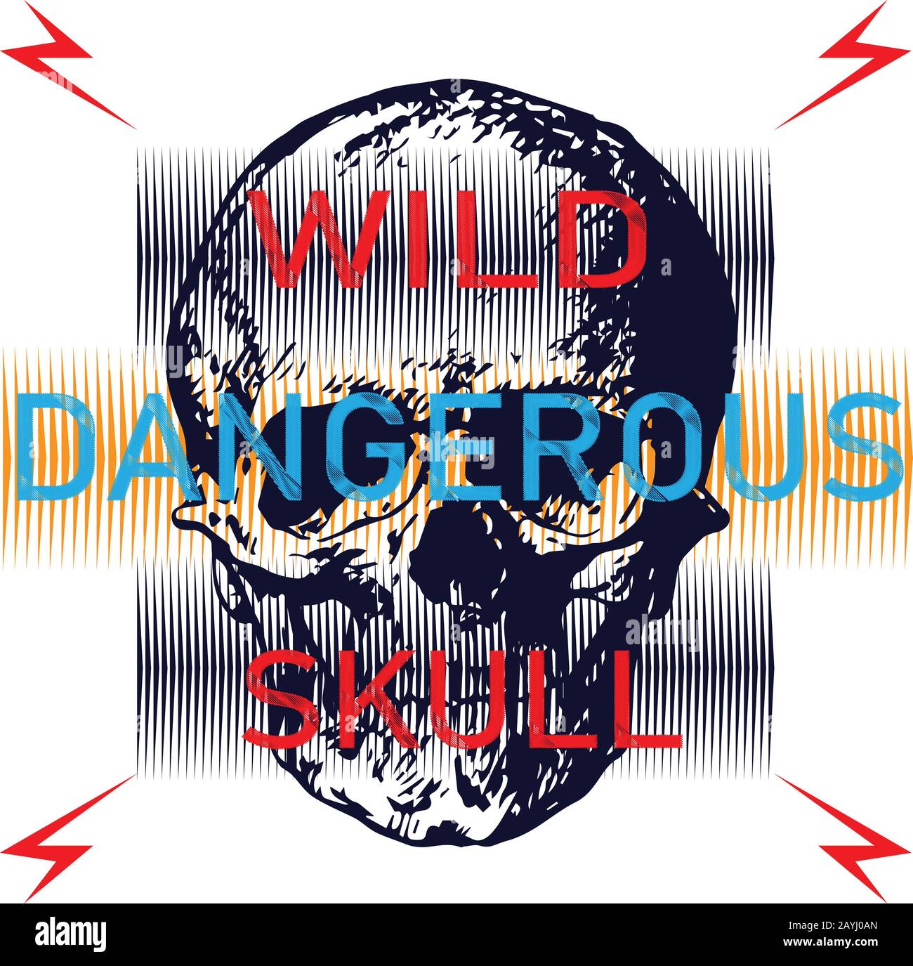 Trendy fashion wild dangerous skull design pattern Stock Photo