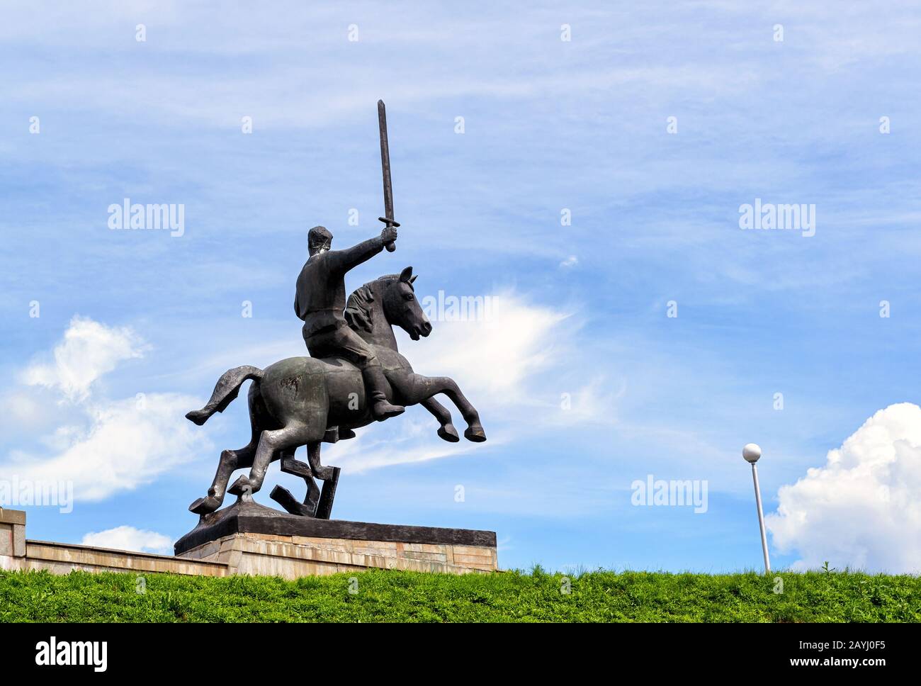 Detail of Victory Monument - a monument in honor of the Soviet victory over Nazi Germany in Novgorod the Great (Veliky Novgorod), Russia Stock Photo