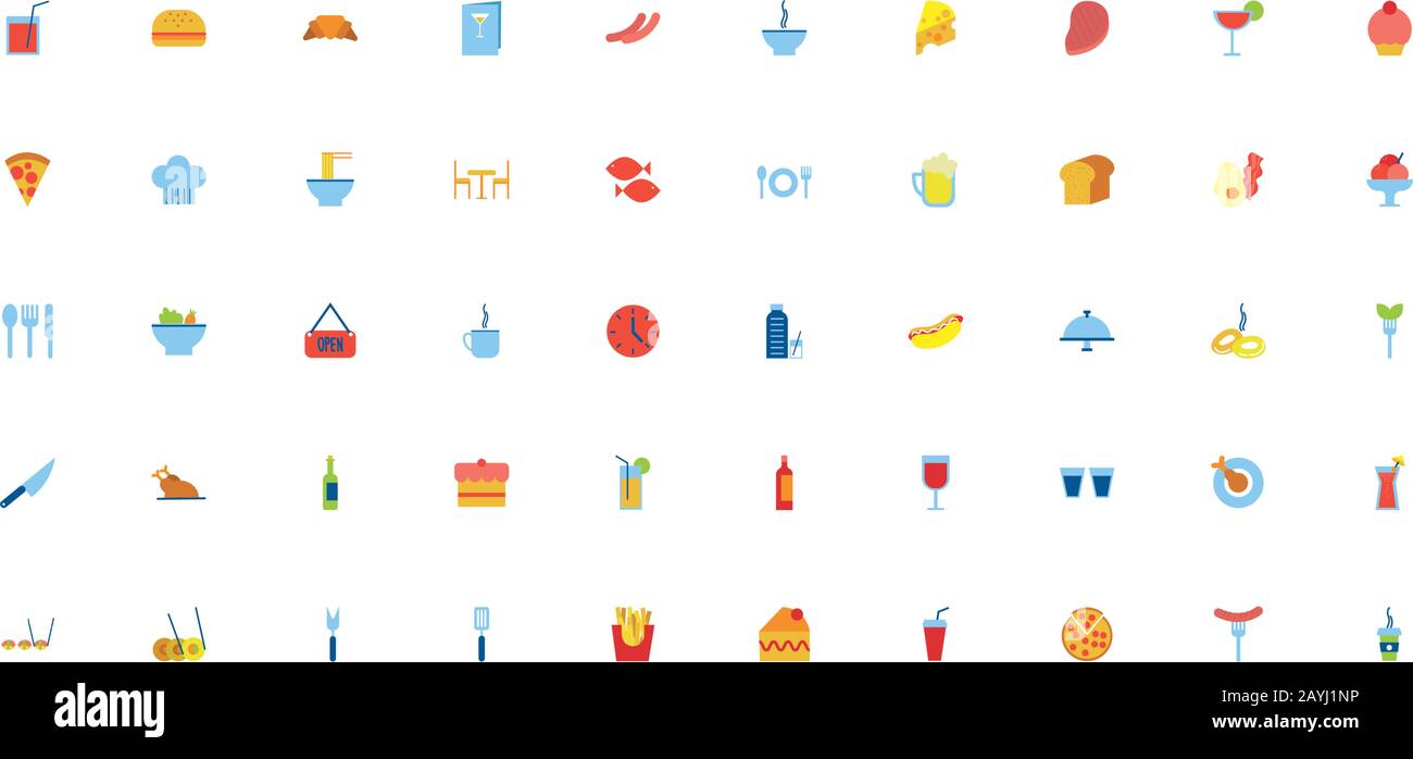 bundle of restaurant set flat icons Stock Vector Image & Art - Alamy