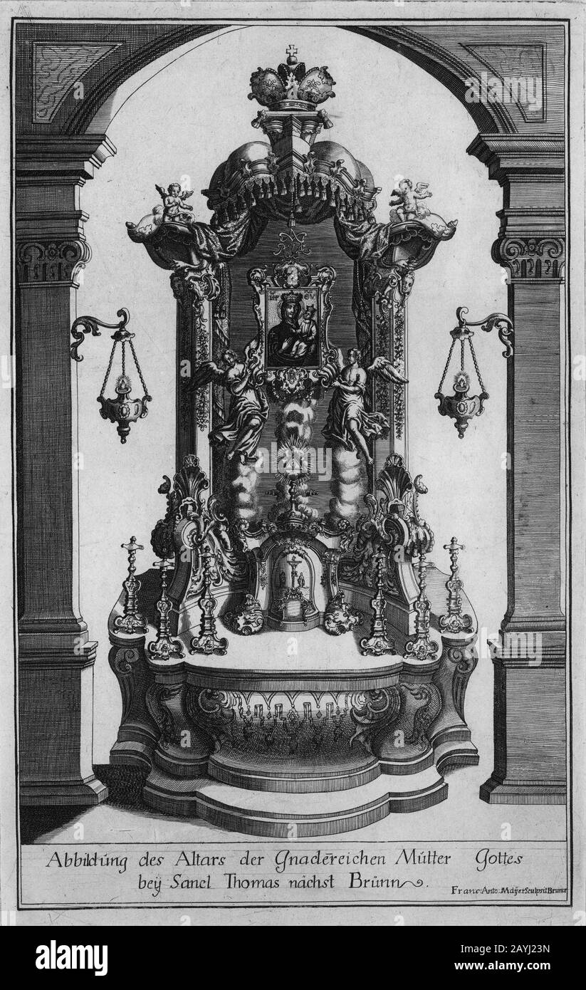 Franz Anton Mayer - Abbildung des Altars der Gnadenreichen Mütter Gottes bey Canct Thomas nächst Brünn. Stock Photo