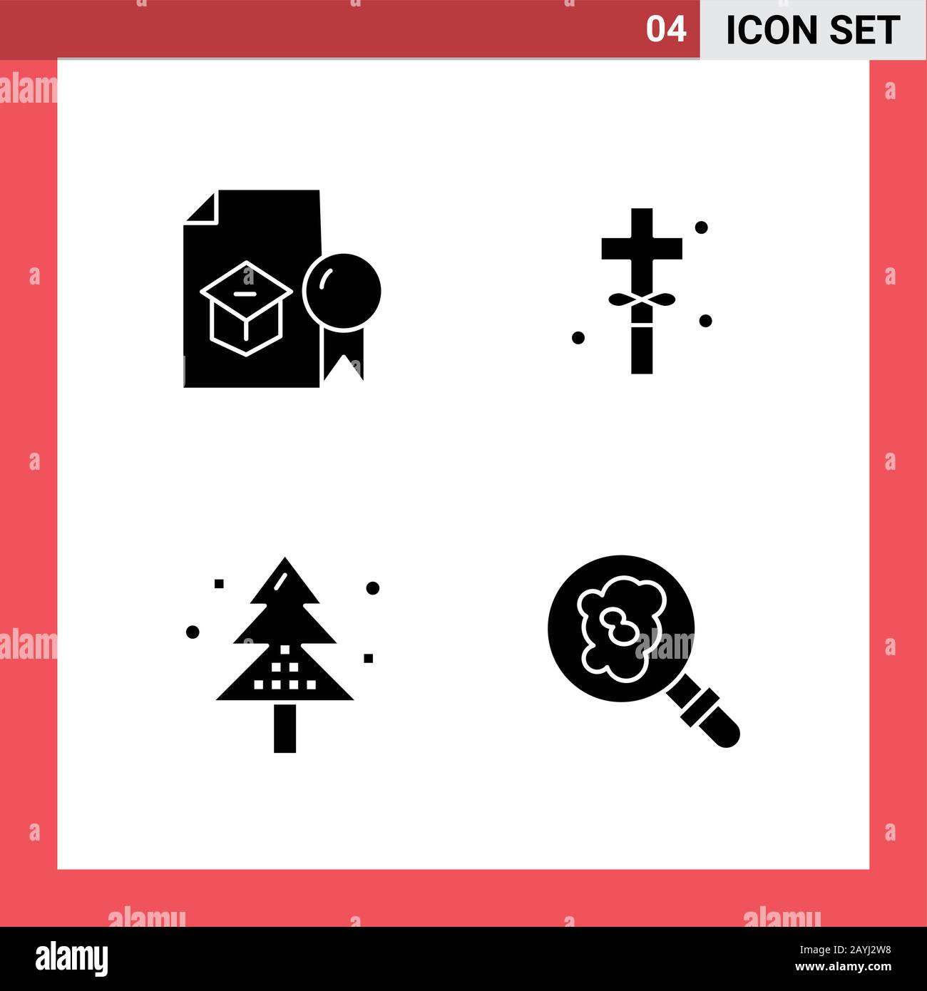 4 Icon Pack Solid Style Glyph Symbols on White Background. Simple Signs