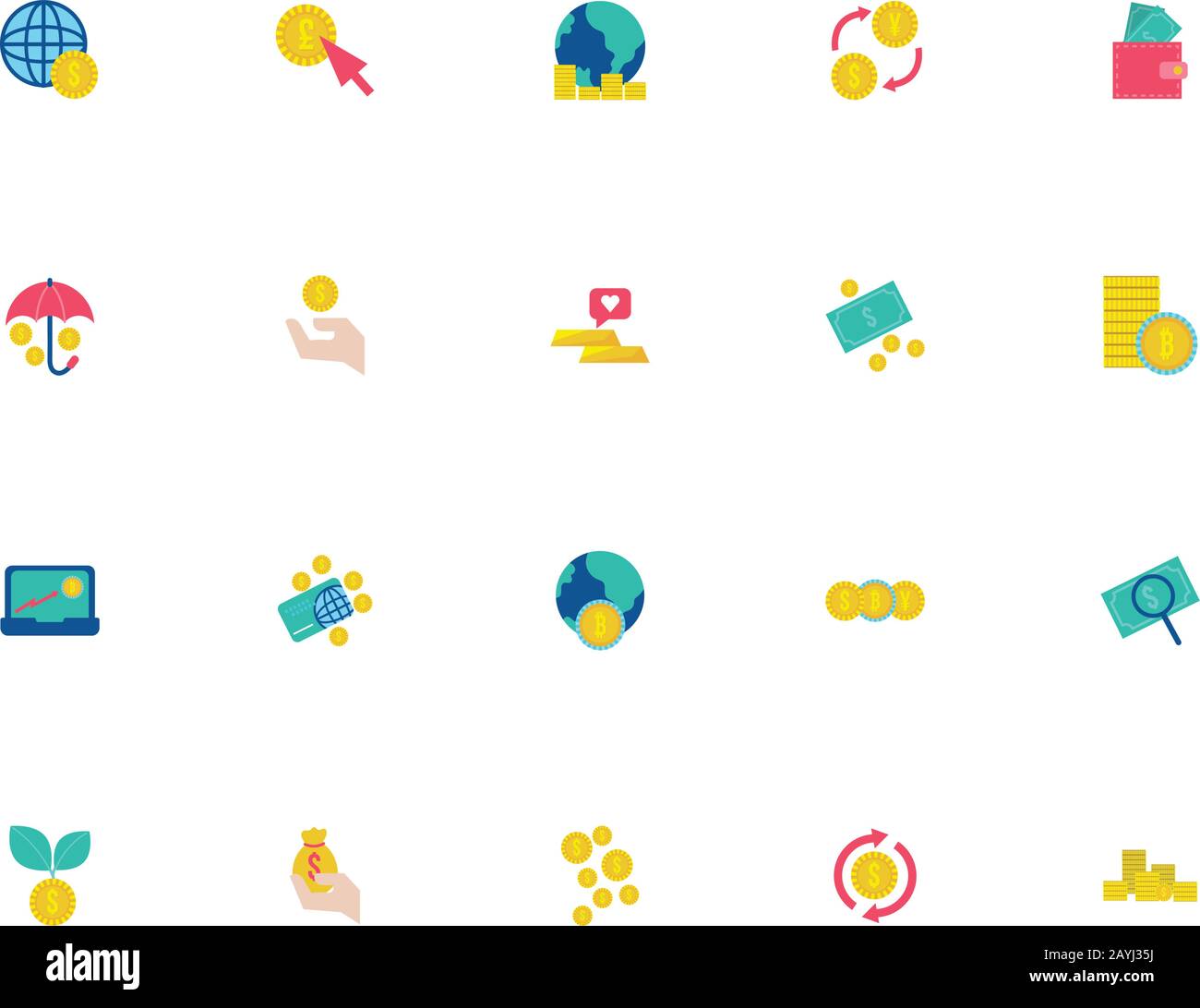 bundle of saving set flat style icons Stock Vector Image & Art - Alamy