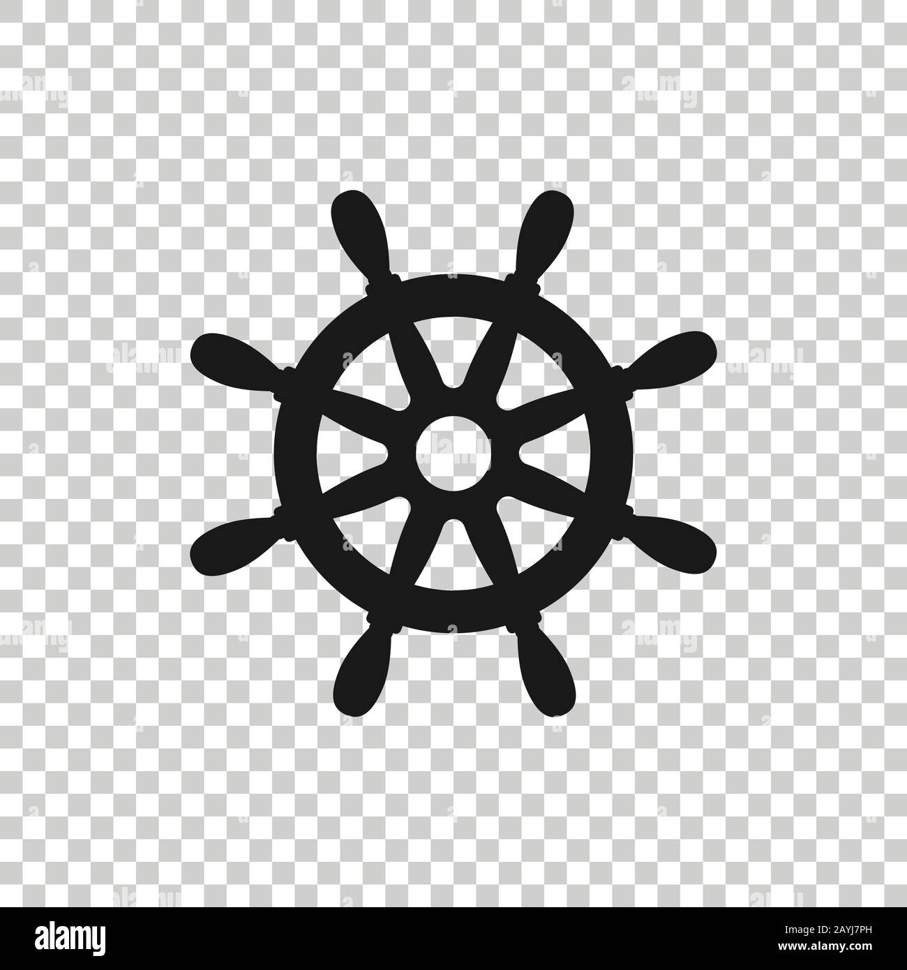 Helm wheel icon in flat style. Navigate steer vector illustration on white isolated background. Ship drive business concept. Stock Vector