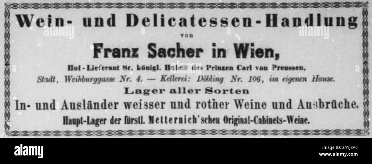 Franz Sacher 1865 Vienna Stock Photo Alamy