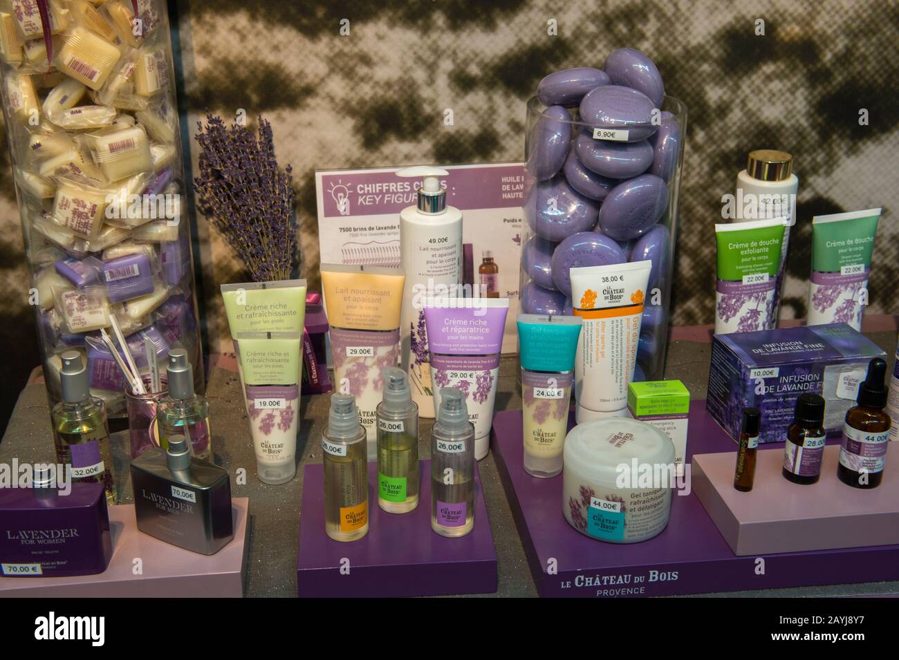 Lotions and potions for sale at the Le Chateau du Bois Lavender Museum
