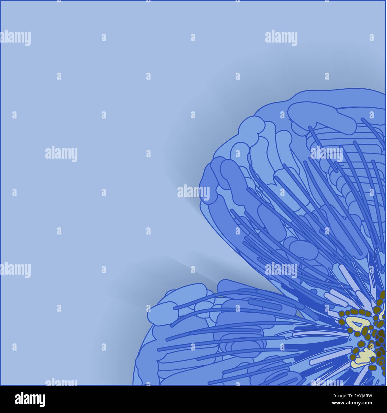 Spring background. Flower on a blue background. Template for greeting card or promotion.. Stock Vector