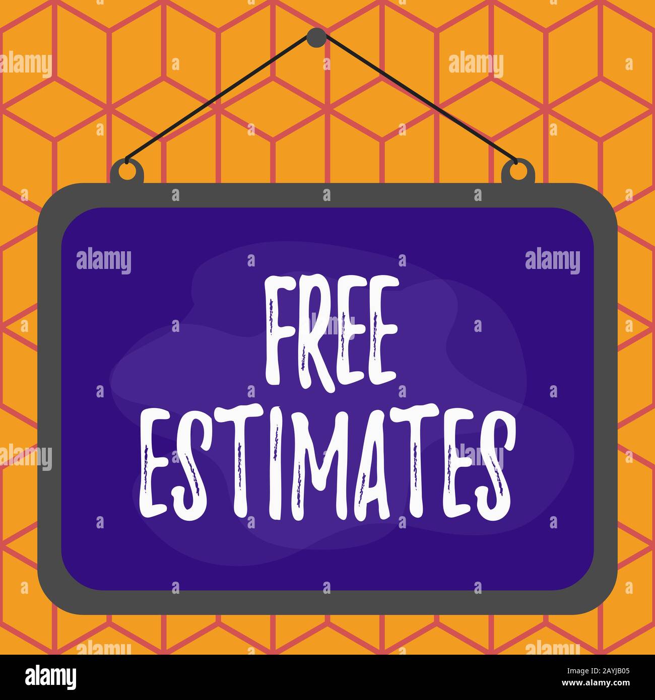 Conceptual hand writing showing Free Estimates. Concept meaning assess an approximate calculation or judgment of the value Asymmetrical uneven shaped Stock Photo