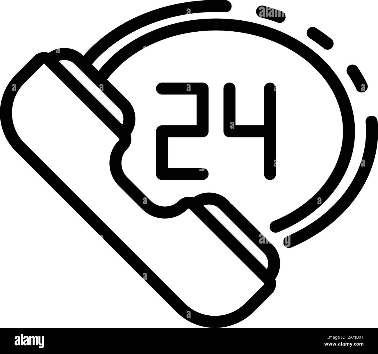 24 hour helpline icon. Outline 24 hour helpline vector icon for web