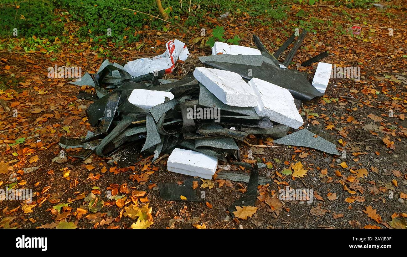 illegal disposed construction waste, Germany Stock Photo