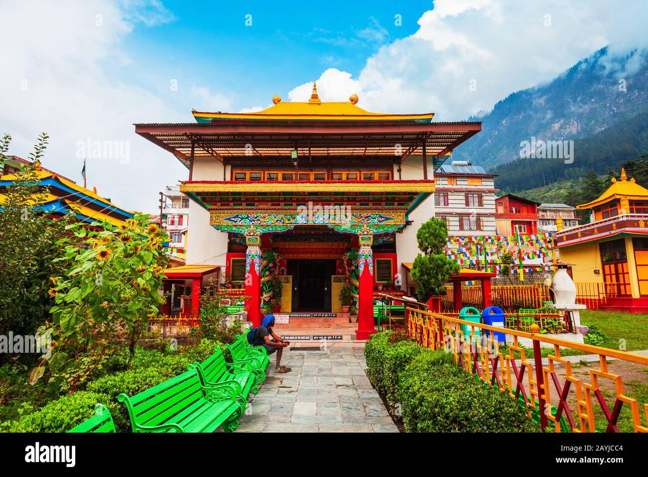 Buddhist Monastery and Temple in Manali town, Himachal Pradesh state of