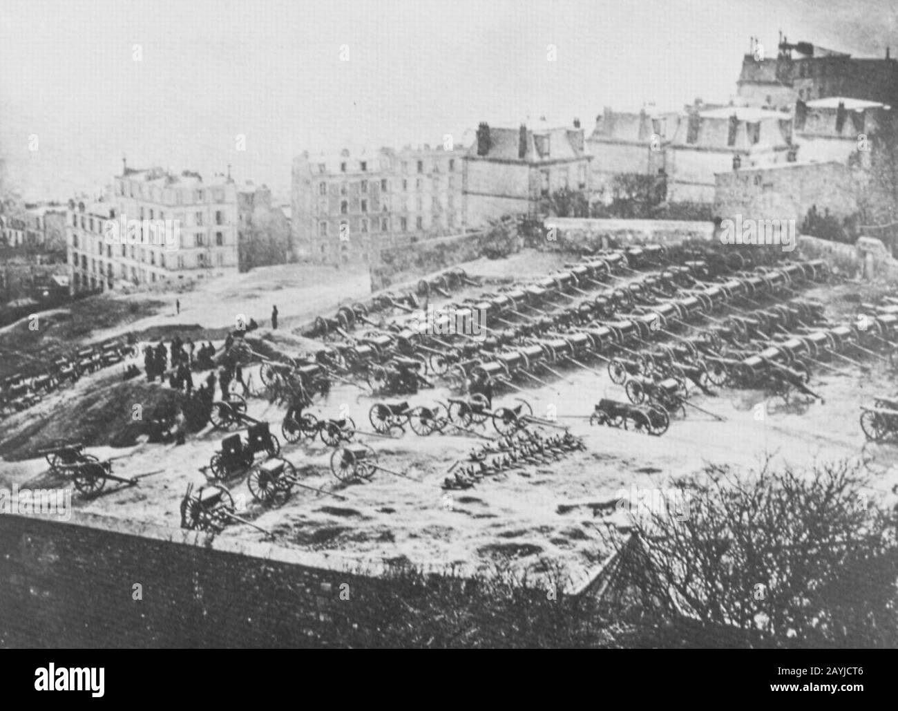 Französischer Photograph um 1871 - Der Artillerie-Park auf dem Montmartre am 1. März 1871 Stock Photo