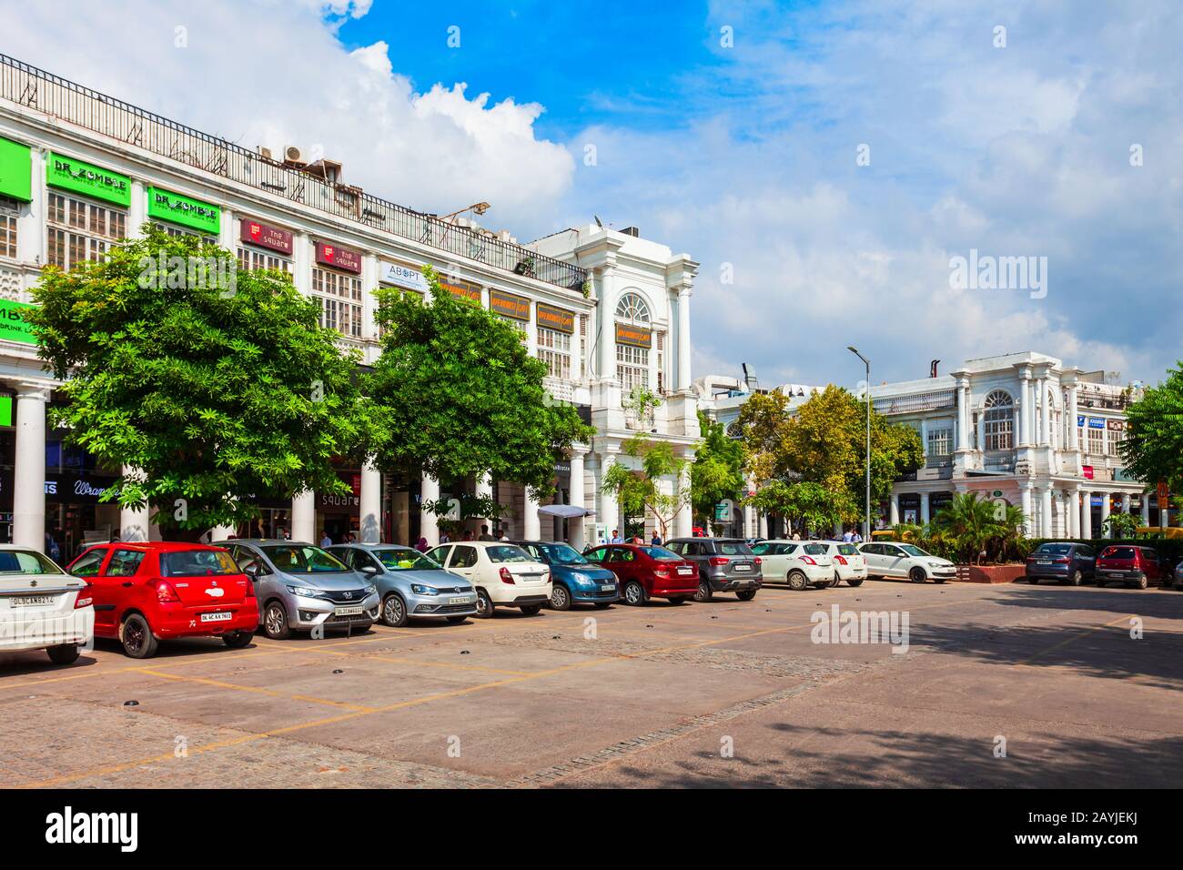 NEW DELHI, INDIA - SEPTEMBER 26, 2019: Connaught Place or CP is one of the largest financial, commercial and business centres in New Delhi, India. Stock Photo