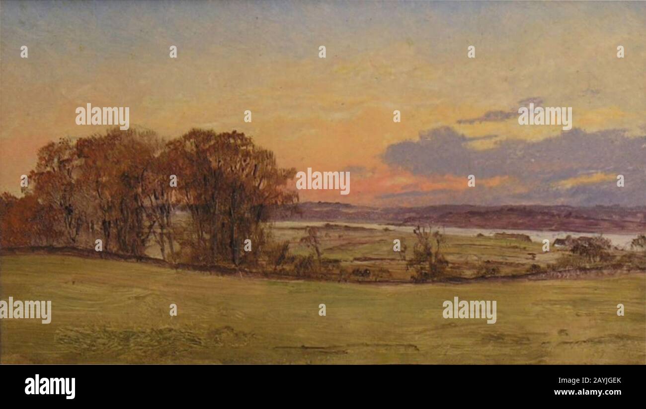 Fredensborg, landskab ved solnedgang (1845). Stock Photo
