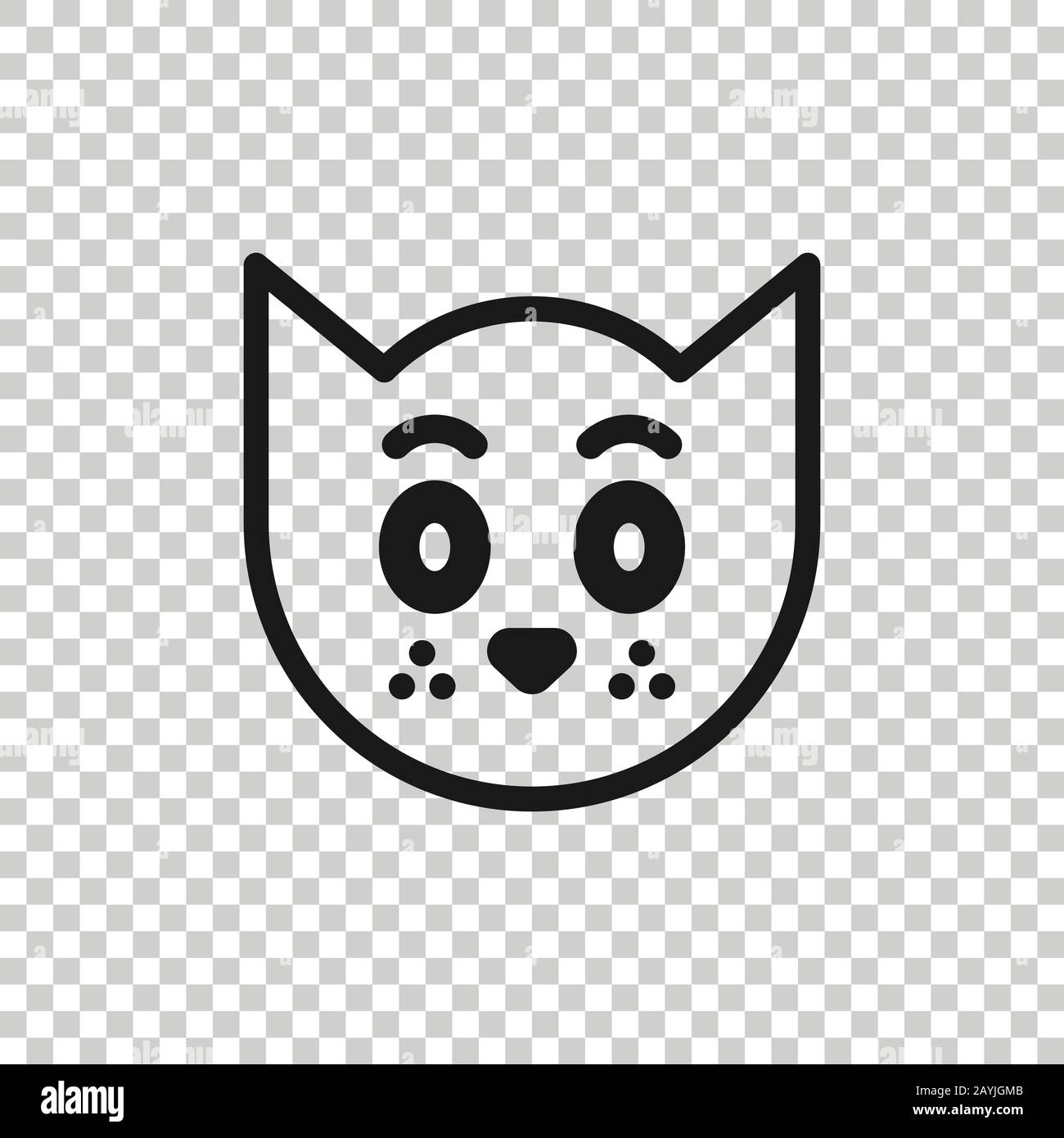 Cute cat black icon illustration PNG, with transparent background