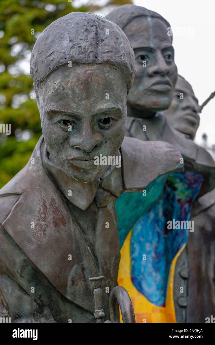 Louis Armstrong Park New Orleans, Charles Buddy Bolden sculpture by Kimberly Dummons, Treme Neighbourhood, New Orleans, Louisiana, USA Stock Photo