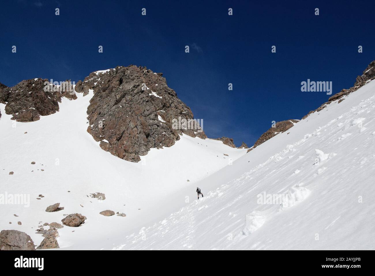 Mt Cupola, a snowy climb to the saddle, Nelson Lakes National Park, New Zealand. Stock Photo